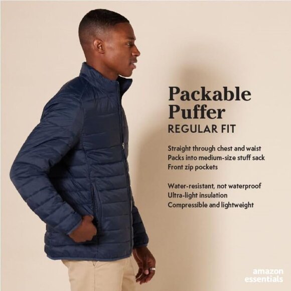 Men's Water-Resistant Puffer Jacket - Lightweight, Packable & Big & Tall Options - Picture 2 of 8